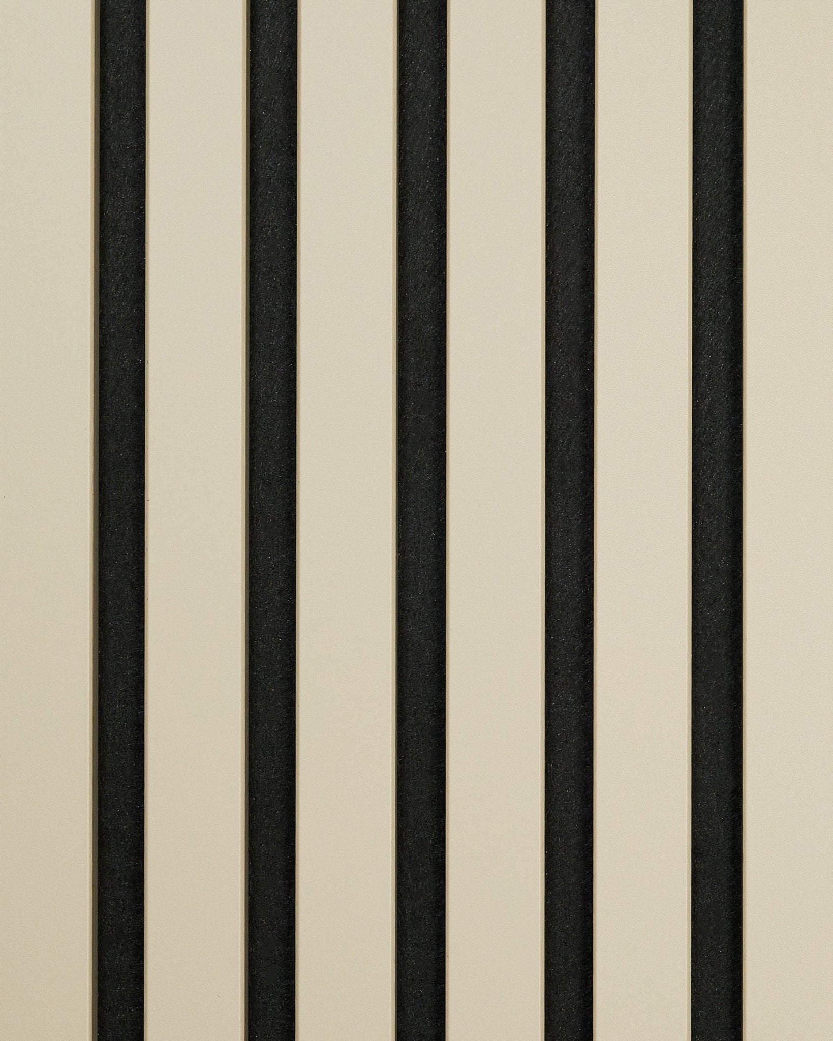 Minimalist geometric pattern of beige and black stripes on the Hue | Sample / Stone acoustic wood panel by WoodUpp.