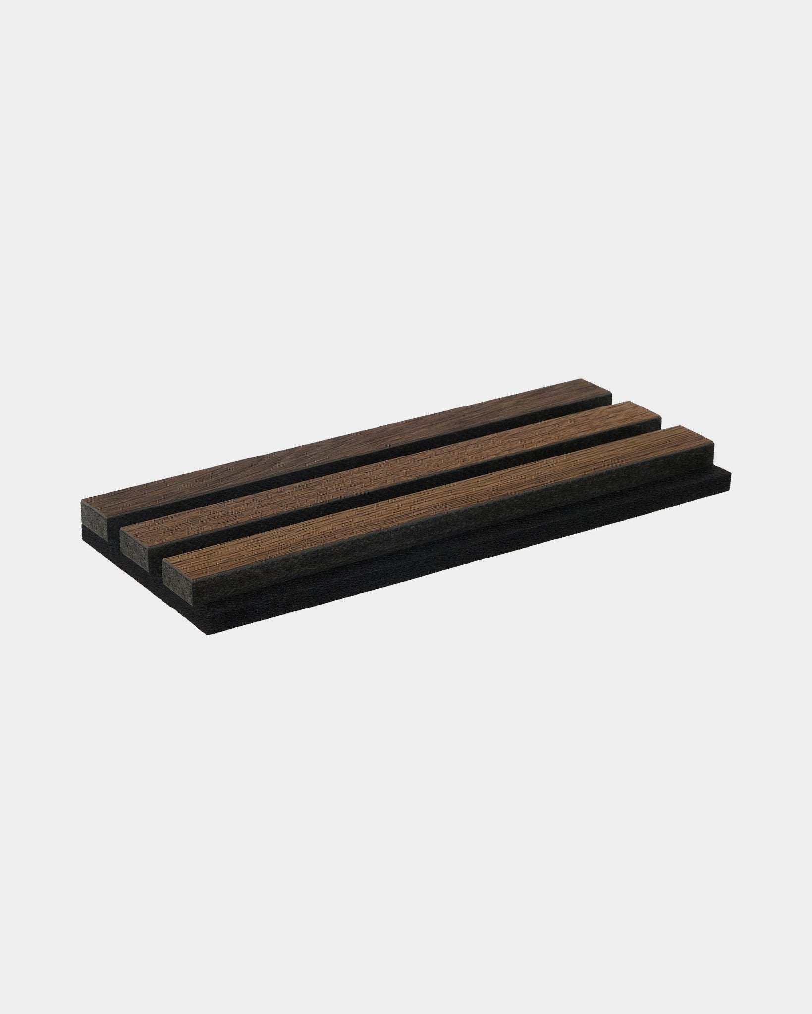 WoodUpp Rustic Sample tray in Smoked Oak with alternating dark and medium brown wood slats, designed for use as an accessory or display piece.