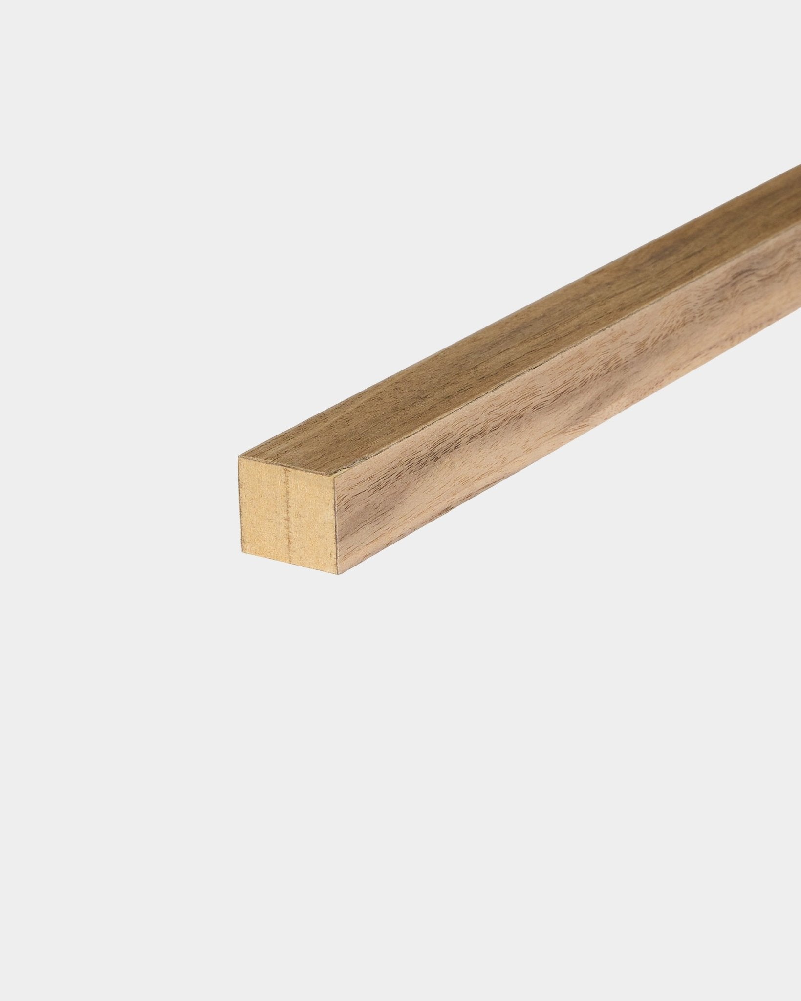 WoodUpp End Lamella in walnut, 2.2 cm diameter, smooth-finished wooden rod for use with acoustic panel walls or MDF frame installations.