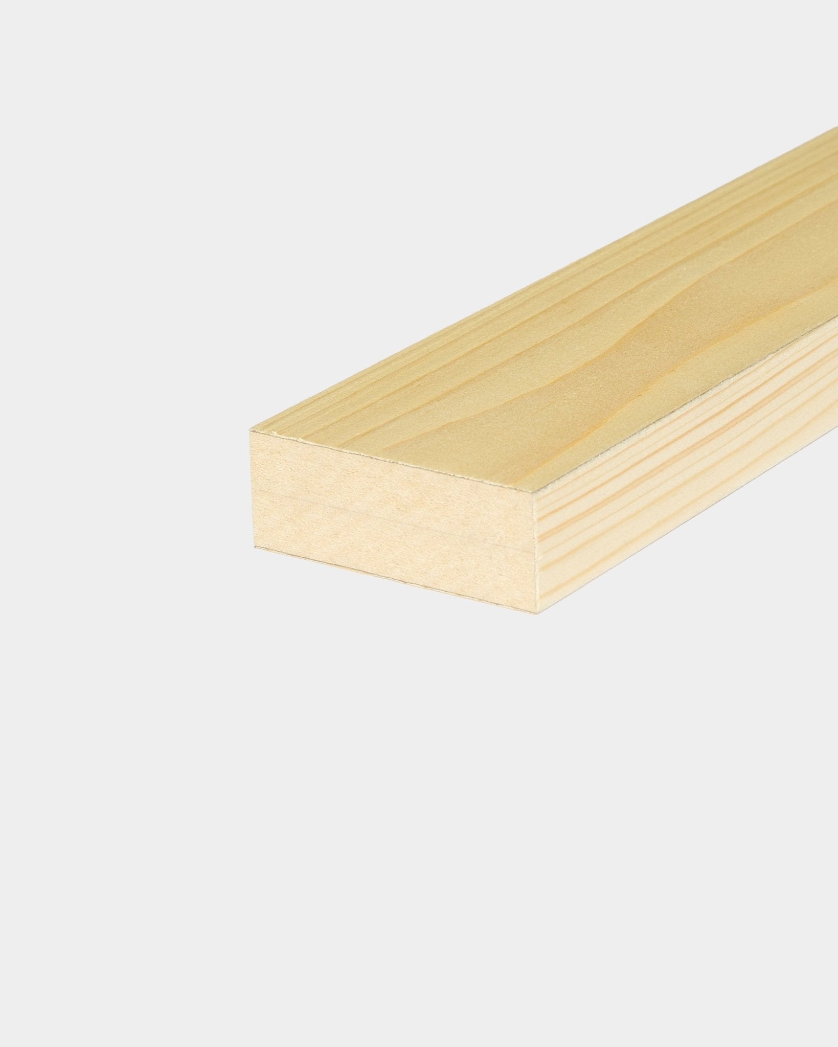 WoodUpp End lamella / Alp, 6.7 cm: light-toned wood plank with visible grain, designed for Akupanel acoustic panels, displayed on a plain white background.