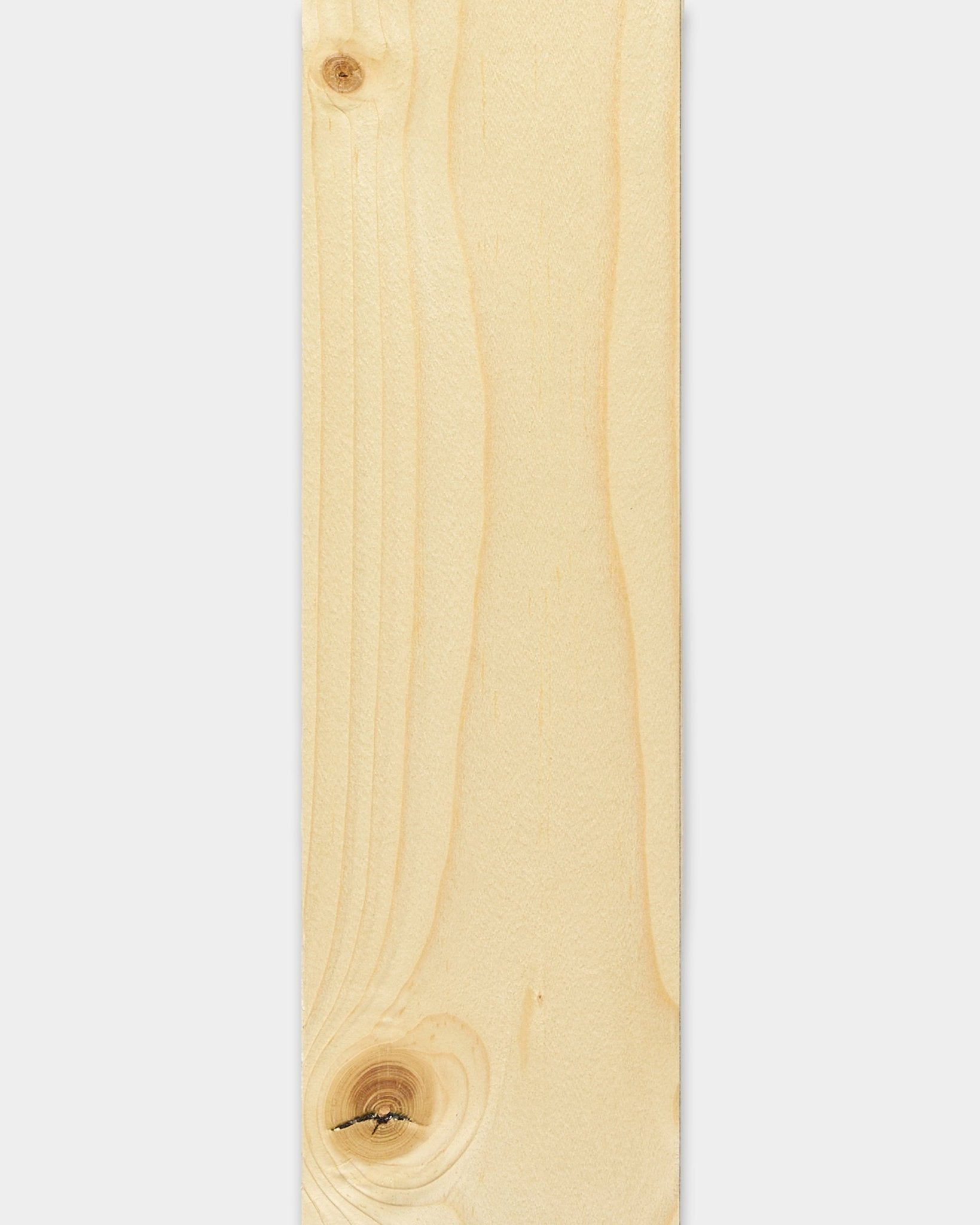Light-toned WoodUpp Lamella / Alp 240 cm plank with visible wood grain and knots, designed for Akupanel acoustic panel trim or slat replacement.