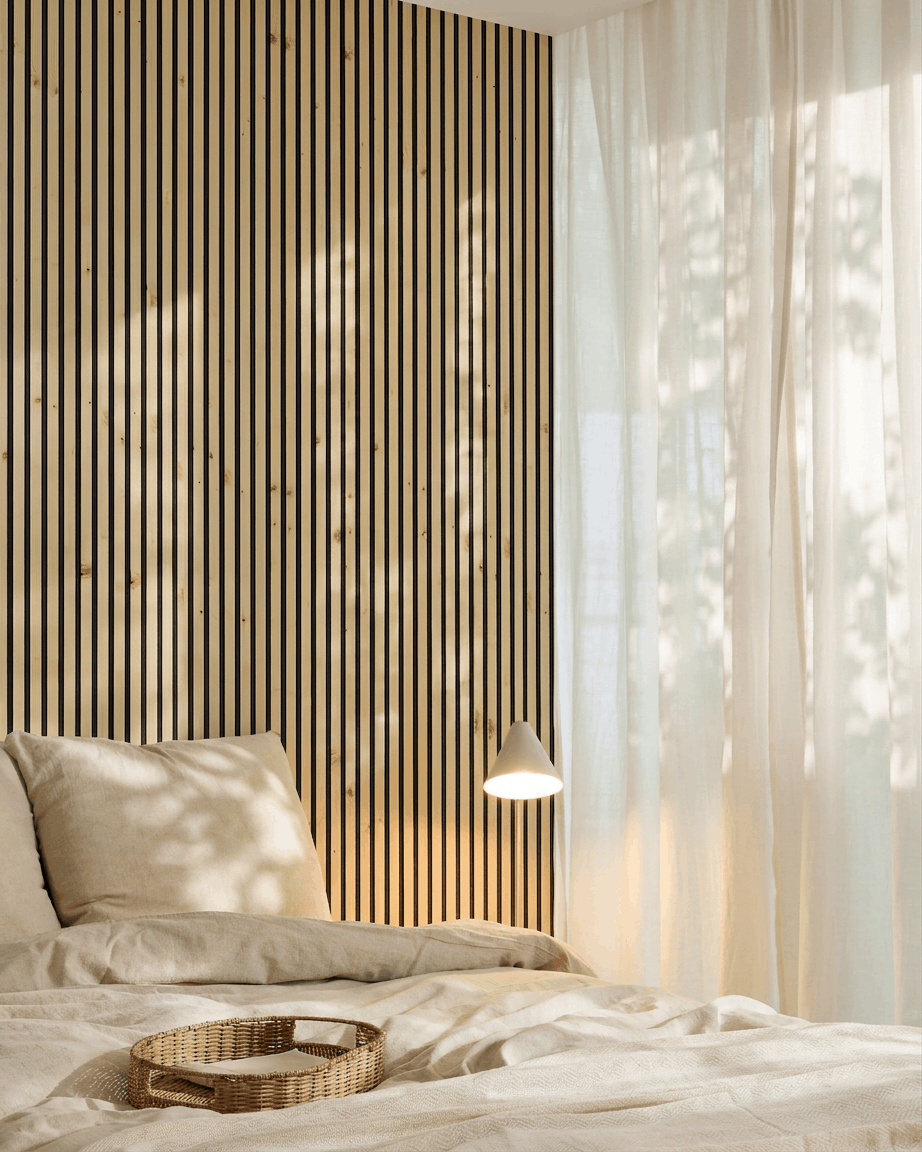 Akupanel | Akustikpanel / Natural Wood, Alp, Black Felt 300 x 60 cm