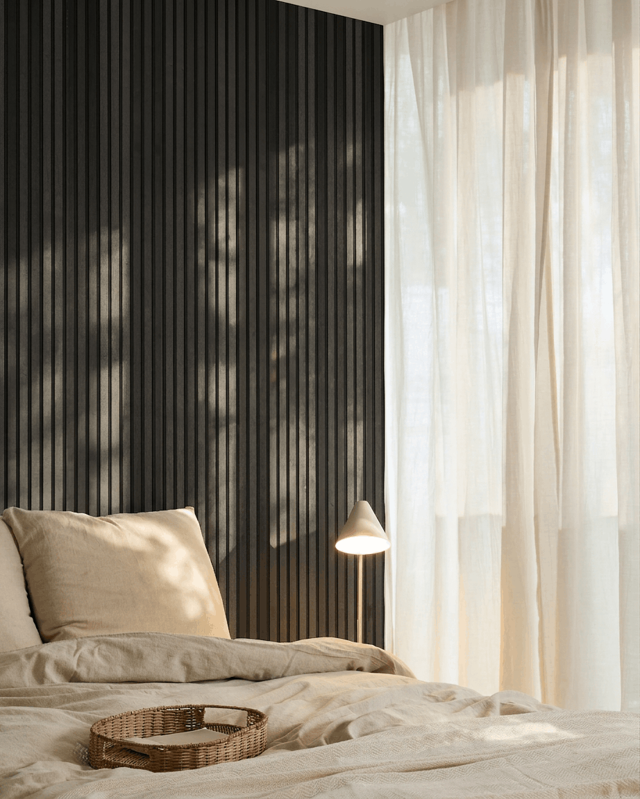 Akupanel | Akustikpanel / Natural Wood, Black Ash, Black Felt, 240 x 60 cm