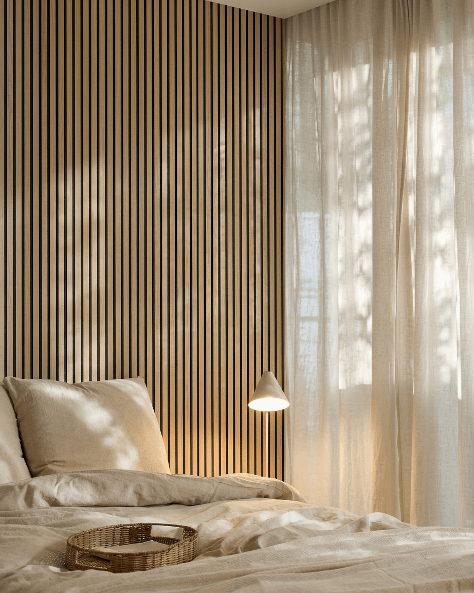 Akupanel | Akustikpanel / Natural Wood, Classic Oak, Black Felt, 300 x 60 cm