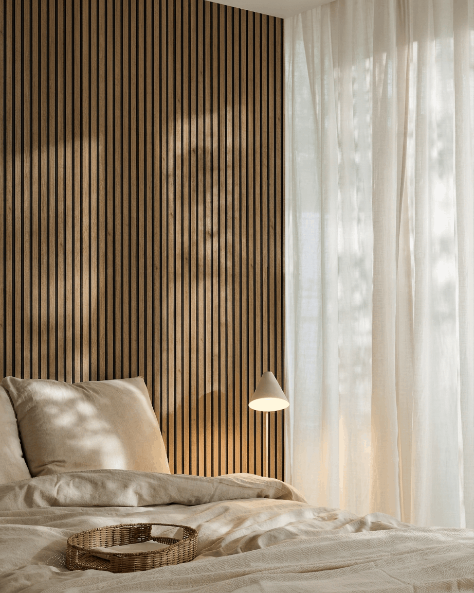 Akupanel | Akustikpanel / Wood-like, English Oak, Black Felt, 240 x 60 cm
