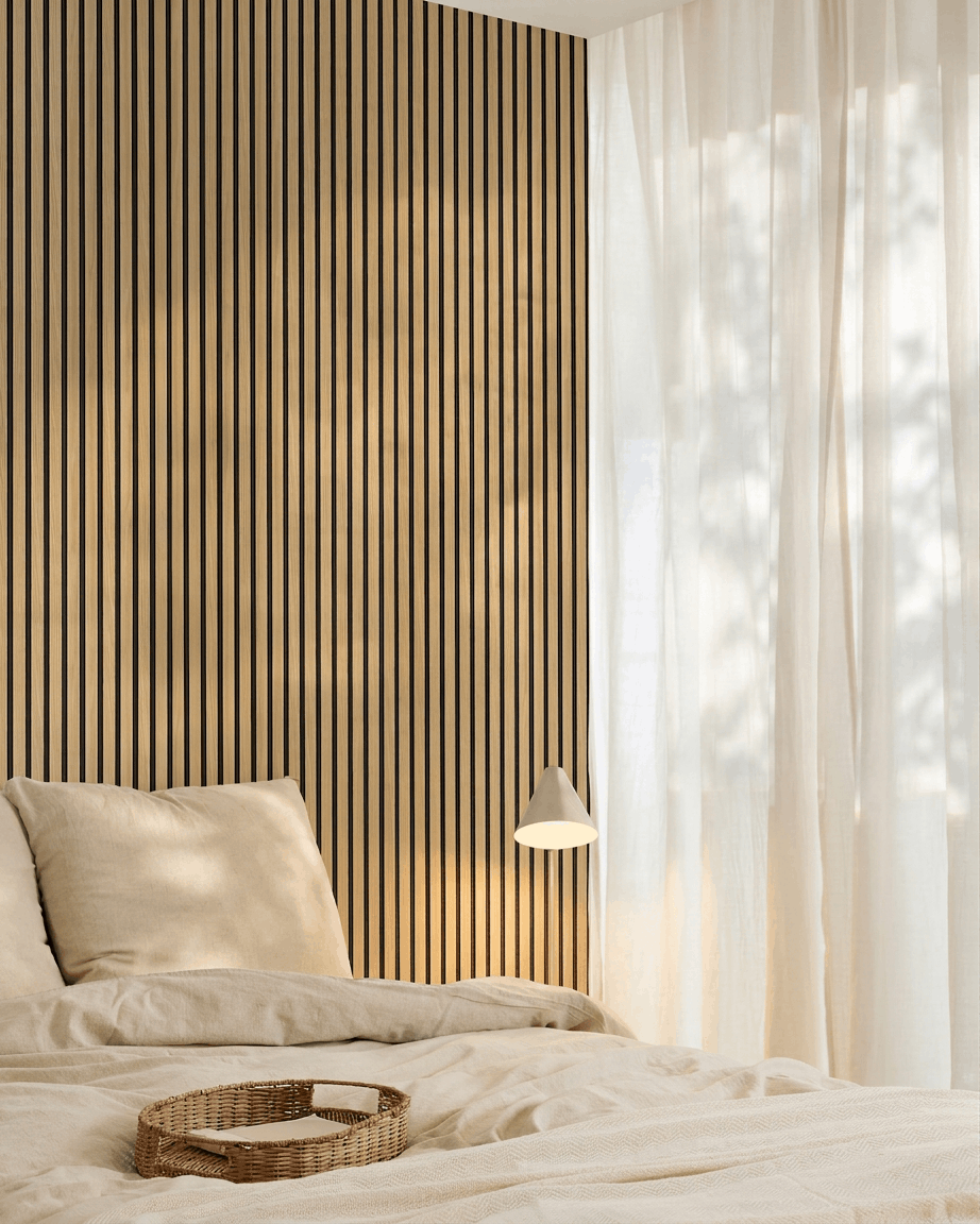 Akupanel | Akustikpanel / Wood-like, Southern Oak, Black Felt, 240 x 60 cm