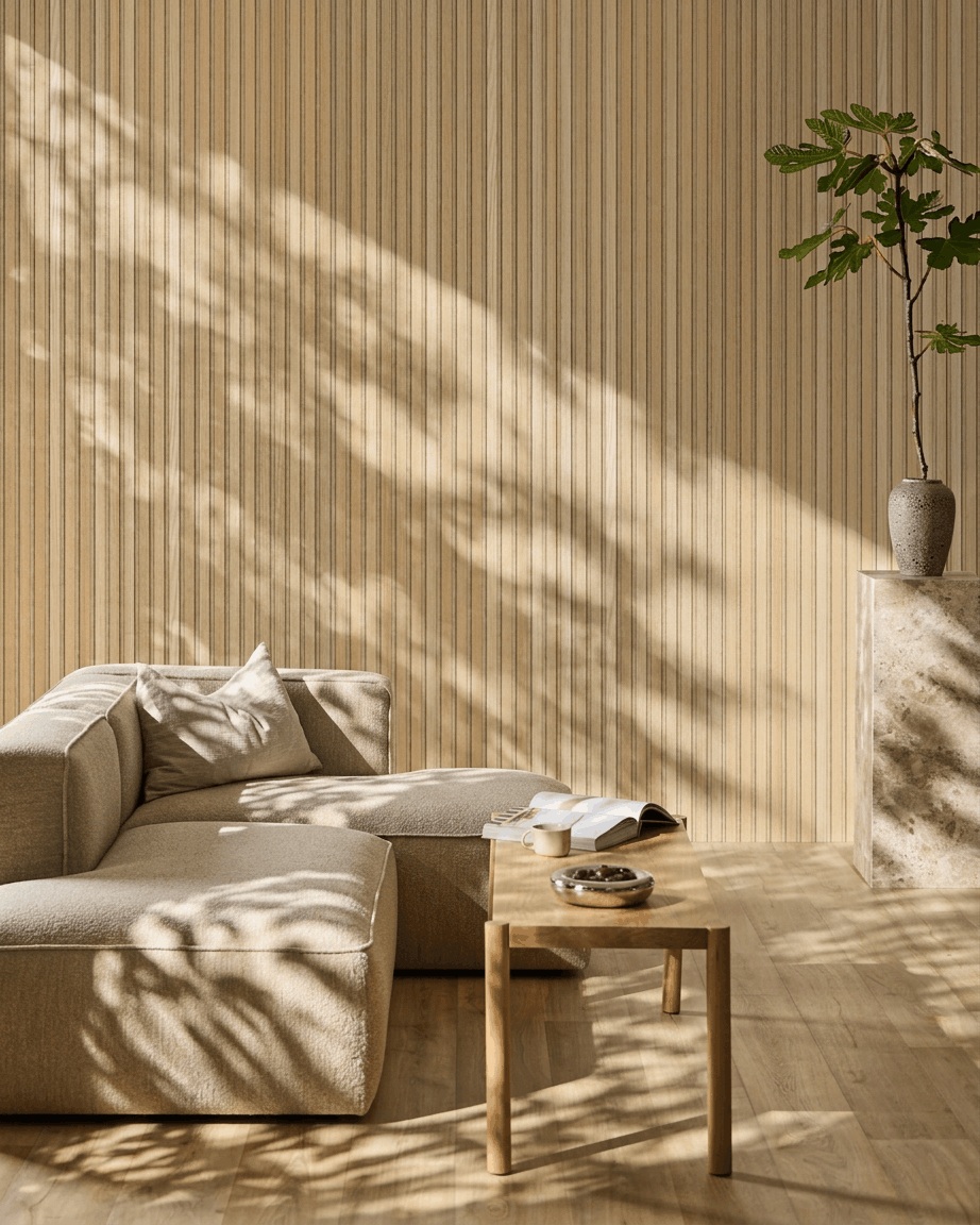 Akupanel | Akustikpanel / Natural Wood, Classic Oak, Beige Felt, 300 x 60 cm