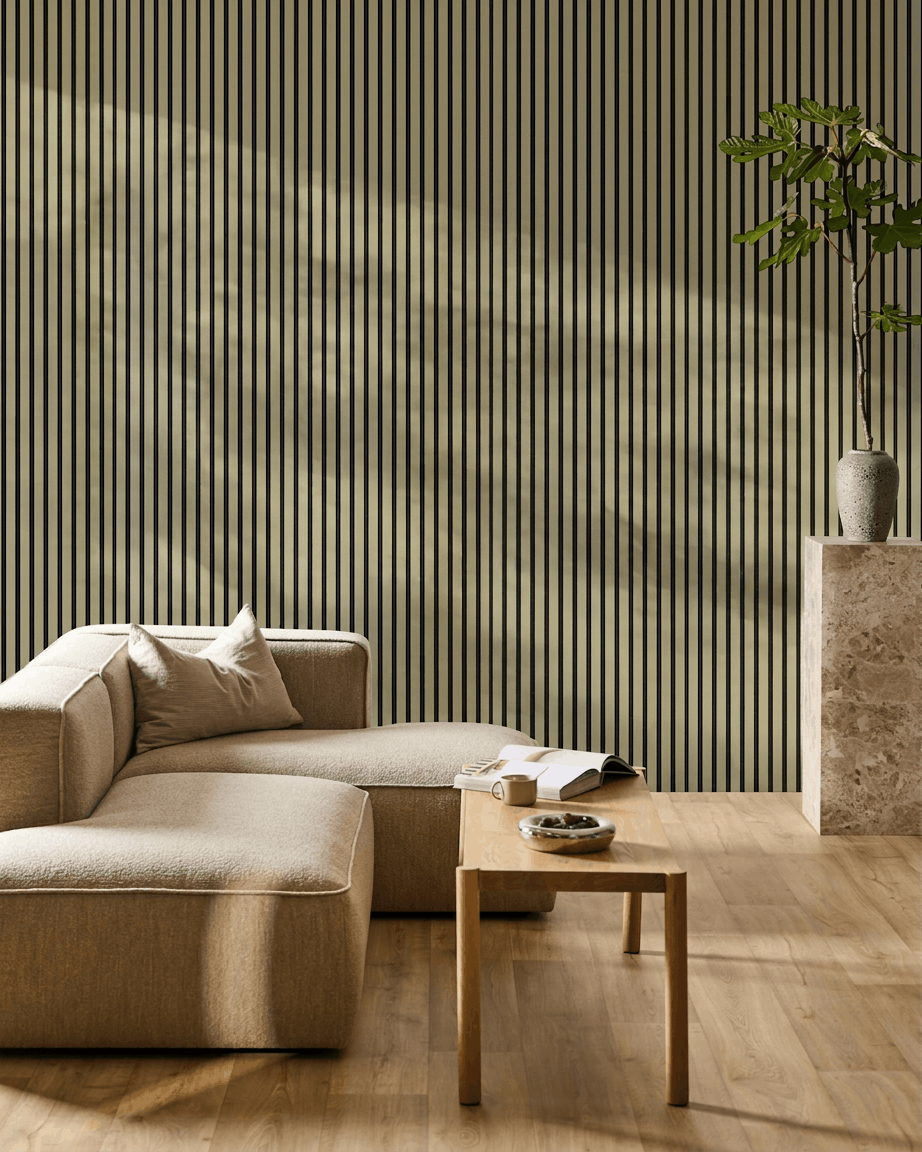Akupanel | Akustikpanel / Colored, Moss, Black Felt, 240 x 60 cm