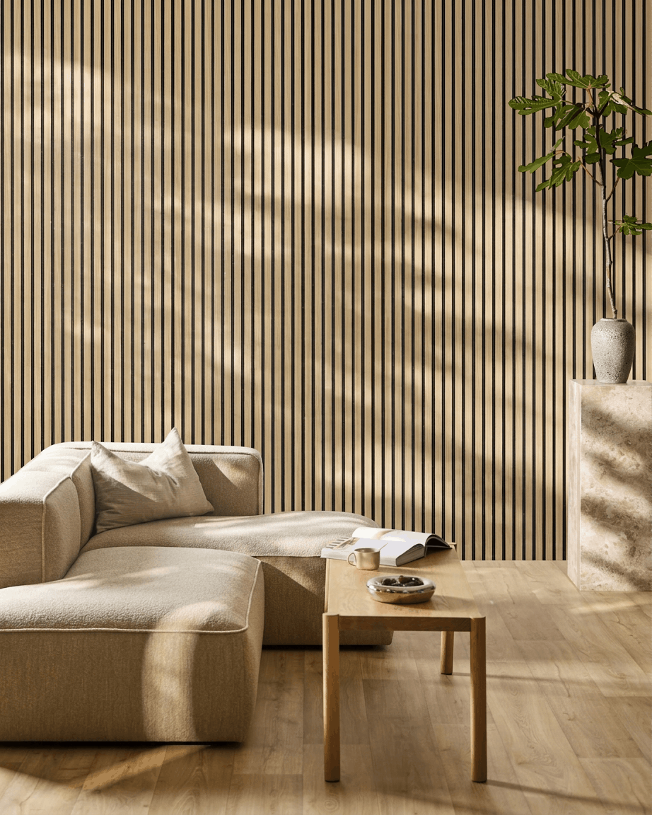 Akupanel | Akustikpanel / Wood-like, Southern Oak, Black Felt, 240 x 60 cm
